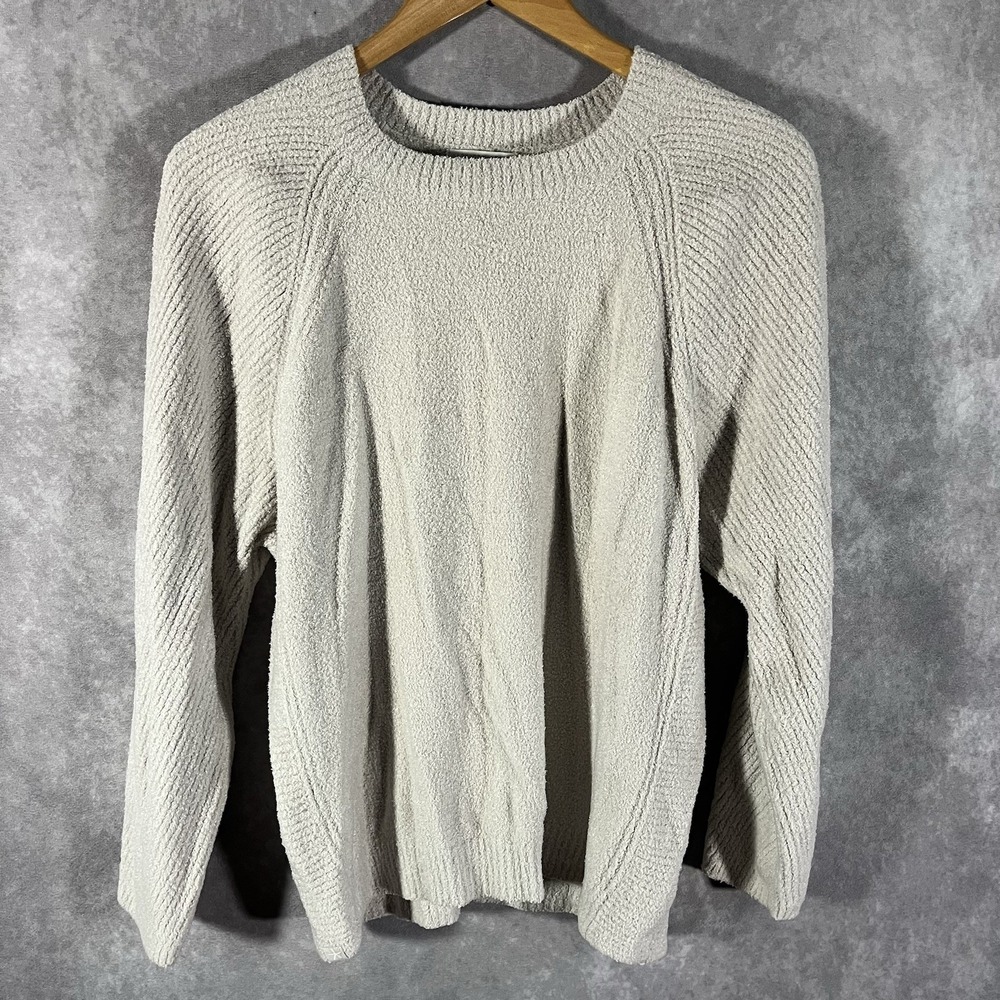 Barefoot Dreams Sweater Womens Small Sand CozyChic Lite Textured Raglan Knit
